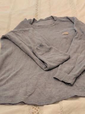 Men's Light Blue Long-Sleeve Crewneck Shirt with Chest Patch
